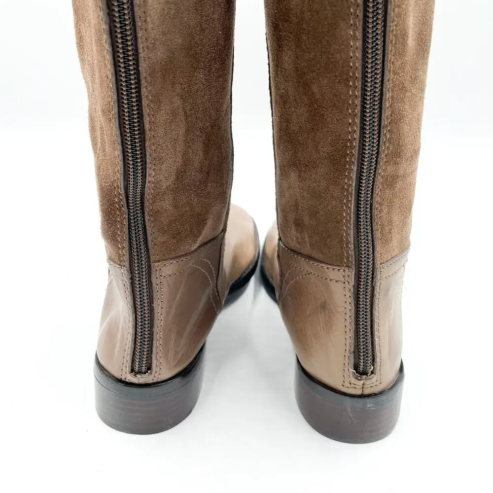 Tory Burch Simone Over the Knee Boots Brown Suede Flat Riding Sz 6